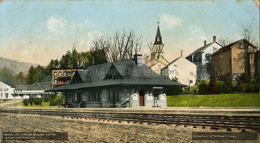 Postcard: Railroad Station, Huntington, Massachusetts